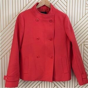 Talbots Wool blend Double Breasted peacoat jacket Coat salmon coral pink Size 8